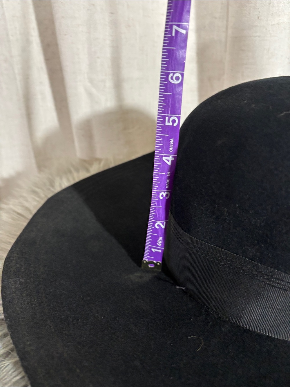 Vintage Wide-Brim Women's Black Wool Felt Floppy Hat - Picture 11 of 11